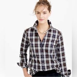 J. Crew Boy Shirt Plaid Cotton Button-Down Top - Women’s 6p